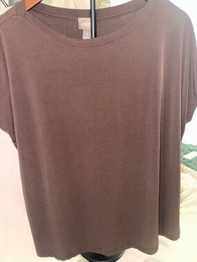 Chico's Chocolate Brown Short Sleeve Crew Top